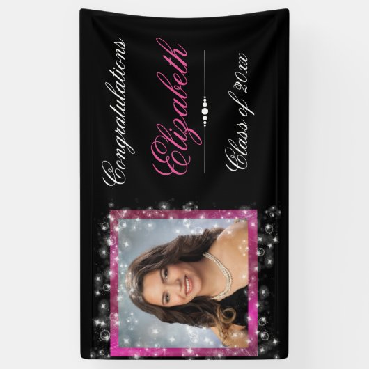 Banderoles Graduation, Parties scintillant Faux Sparkling, Ro (Vertical)