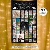 Banderoles Graduation Photo Collage Chic Script Noir