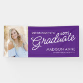 Banderoles Graduation photo de script moderne violet (Horizontal)