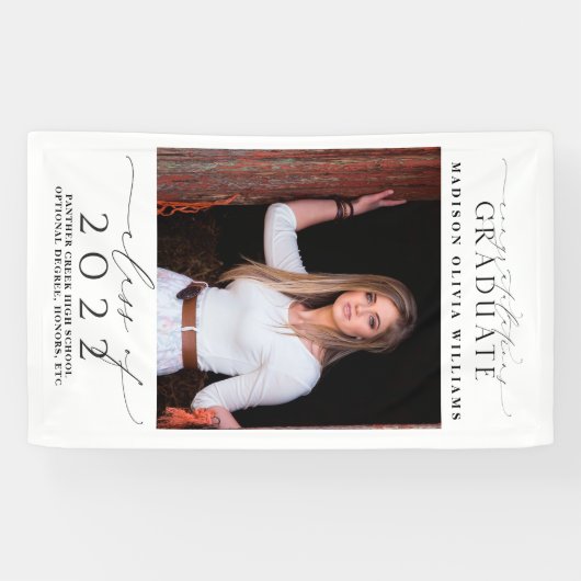 Banderoles Graduation Photo & Elegant Black Script Classe Ann (Horizontal)