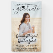 Banderoles Graduation Photo & Elegant Black Script Classe Ann (Vertical)