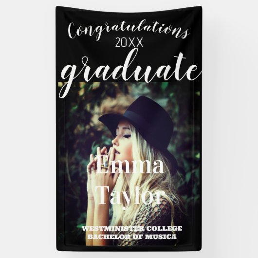Banderoles Graduation Photo Elegant Script Classe de (Vertical)
