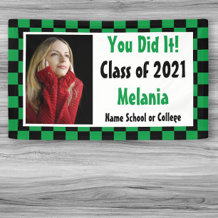 Banderoles Graduation photo en tableau noir vert
