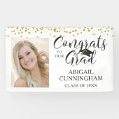 Banderoles Graduation Photo GRATS GRAD Script Confetti (Horizontal)