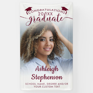 Banderoles Graduation Photo Maroon Félicitations Grad Script
