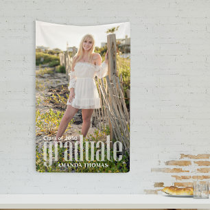 Banderoles Graduation Photo Minimaliste Simple Script Moderne