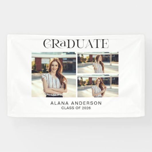 Banderoles Graduation Photo Modern Collage Custom Party Decor (Horizontal)