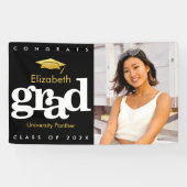 Banderoles Graduation photo noir or casquette simple gras mod (Horizontal)