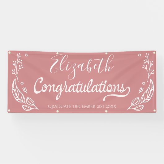 Banderoles Graduation Pink Elegant Chic Félicitations (Horizontal)