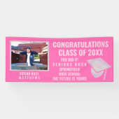 Banderoles Graduation Pink Opal 1 Photo Félicitations (Horizontal)