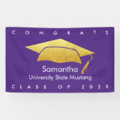 Banderoles Graduation Purple Bold Moderne Simple Casquette Or (Horizontal)