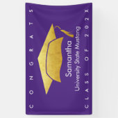 Banderoles Graduation Purple Bold Moderne Simple Casquette Or (Vertical)