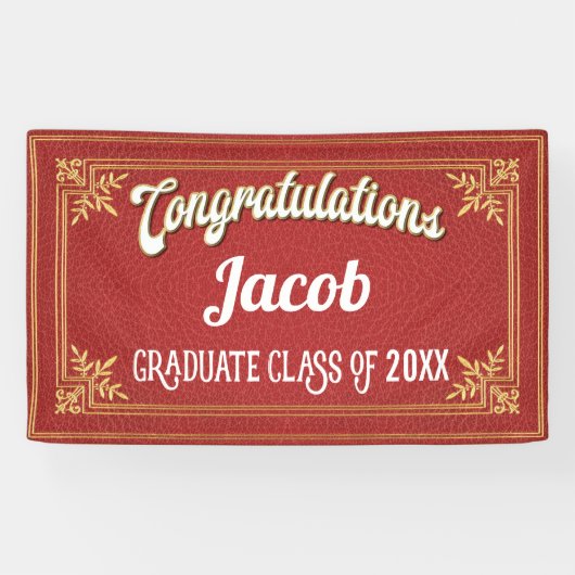 Banderoles Graduation Red Gold Party (Horizontal)