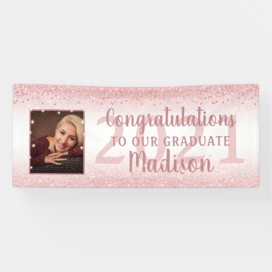 Banderoles Graduation Rose fille or Parties scintillant étinc (Horizontal)