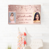 Banderoles Graduation rose or étoiles deux photo (En situation)