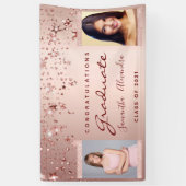 Banderoles Graduation rose or étoiles deux photo (Vertical)