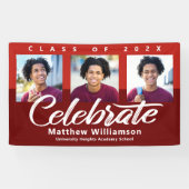 Banderoles Graduation rouge 3 Photo Bold Script moderne minim (Horizontal)