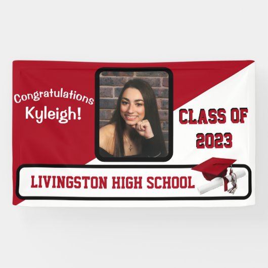 Banderoles Graduation Rouge & Blanc (Horizontal)