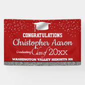 Banderoles Graduation Rouge et Argent (Horizontal)