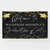 Banderoles Graduation Script moderne Gold Confetti Bienvenue (Horizontal)