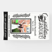 Banderoles Graduation simple en noir et blanc Une photo verti (Horizontal)