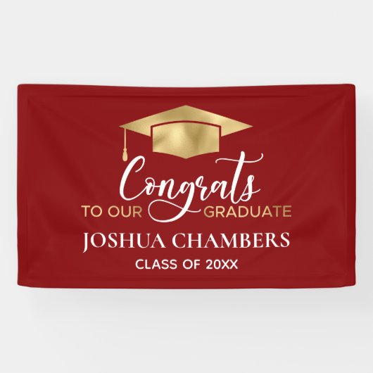 Banderoles Graduation simple moderne Red Gold (Horizontal)