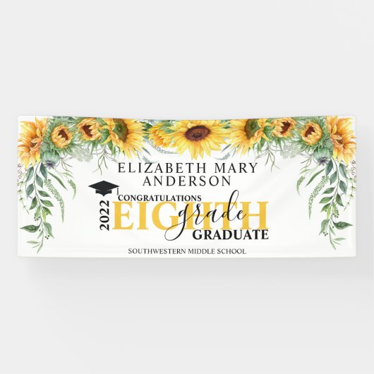 Banderoles Graduation Sunflower Floral collège (Horizontal)
