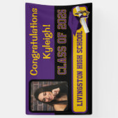 Banderoles Graduation violet, noir et or (Vertical)