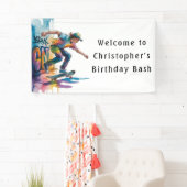 Banderoles Graffiti Skateboarder Birthday Bash Welcome Sign (En situation)