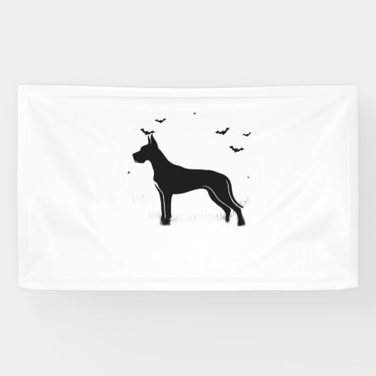 Banderoles Grand Chien Danois - Halloween Lune Silhouette Cla (Horizontal)