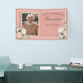 Banderoles Grand-mère florale rose 90e anniversaire (Salon professionnel)