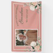 Banderoles Grand-mère florale rose 90e anniversaire (Vertical)