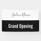 Banderoles Grand ouverture Noir et blanc Script Salon de beau (Horizontal)