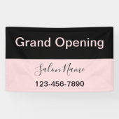 Banderoles Grand Ouverture Pale Rose & Noir Beauté Nom du sal (Horizontal)