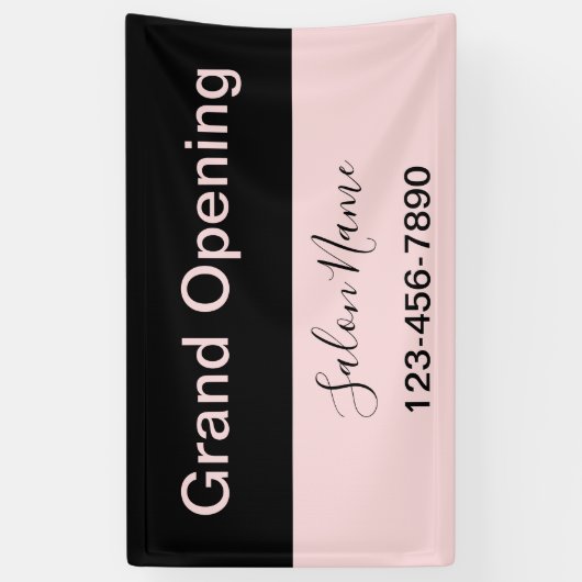 Banderoles Grand Ouverture Pale Rose & Noir Beauté Nom du sal (Vertical)