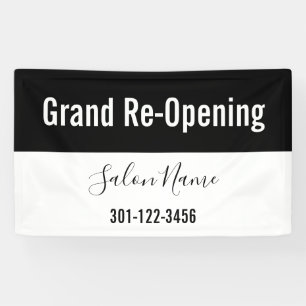 Banderoles Grand réouverture du salon de beauté noir et blanc