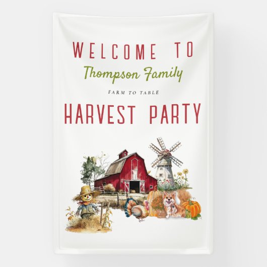 Banderoles Grange Windmill Automne Harvest Party Thanksgiving (Verticale)