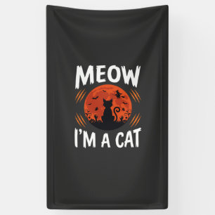 Banderoles Graphisme de silhouette de chat de lune drôle d'Ha