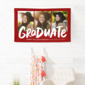 Banderoles Gras diplômé moderne trois photo rouge diplôme ba (En situation)