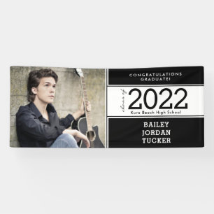 Banderoles Gras Sporty Black White Photo Graduation