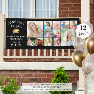 Banderoles GRATS GRAD 12 Photo Collage Gold Casquette Bannièr