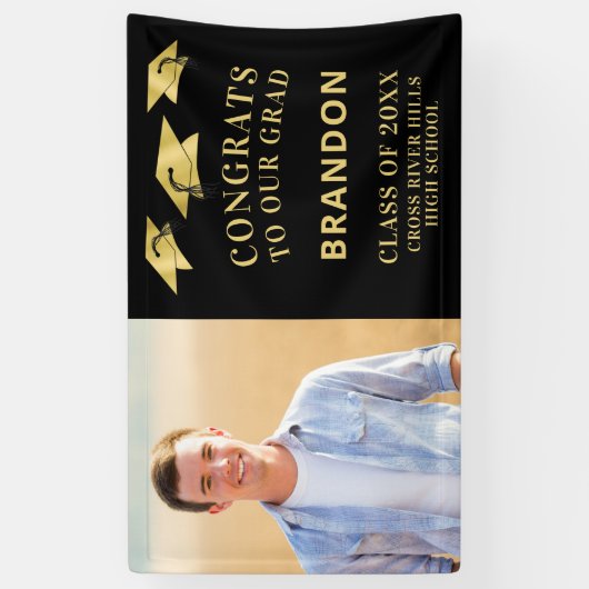 Banderoles GRATS GRAD Casquette Toss Photo Black Gold (Vertical)