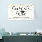 Banderoles GRATS GRAD Gold Confetti Script (Salon professionnel)