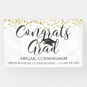Banderoles GRATS GRAD Gold Confetti Script