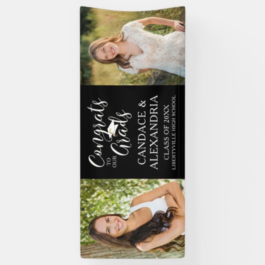 Banderoles GRATS GRADS 2 Photos Script Votre couleur (Vertical)