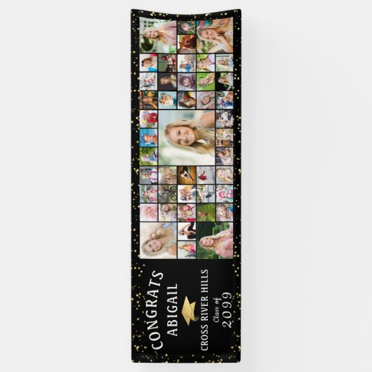 Banderoles GRATS noirs modernes GRATS GRAD 45 Photo Collage (Vertical)