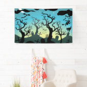 Banderoles Graveyard noir, aqua, jaune Halloween coutume (En situation)