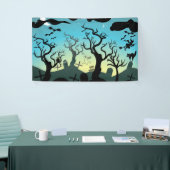 Banderoles Graveyard noir, aqua, jaune Halloween coutume (Salon professionnel)
