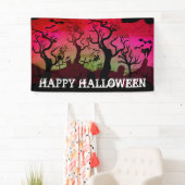 Banderoles Graveyard noir, rouge, vert olive Halloween (En situation)