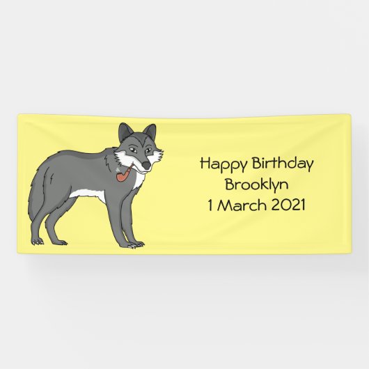 Banderoles Gray wolf with pipe cartoon (Horizontal)